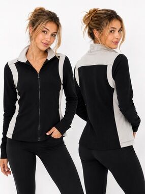 bebe Sport Black Zip-Up with White Collar